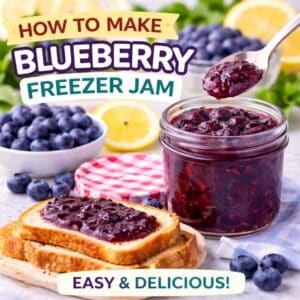 This easy blueberry freezer jam recipe is perfect for beginners—no canning required! Just fresh blueberries, sugar, and pectin. If you love strawberry freezer jam, blueberry jam, or traditional strawberry jam, you’ll love this fresh, fruity version.