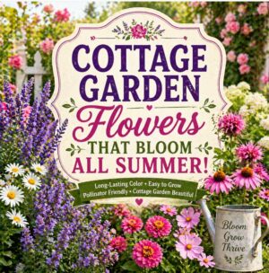 Want easy flowers that keep blooming? Discover cottage garden favorites like catmint, coreopsis, black-eyed Susans, verbena, petunias, and lavender for a gorgeous low-maintenance flower garden all summer long.