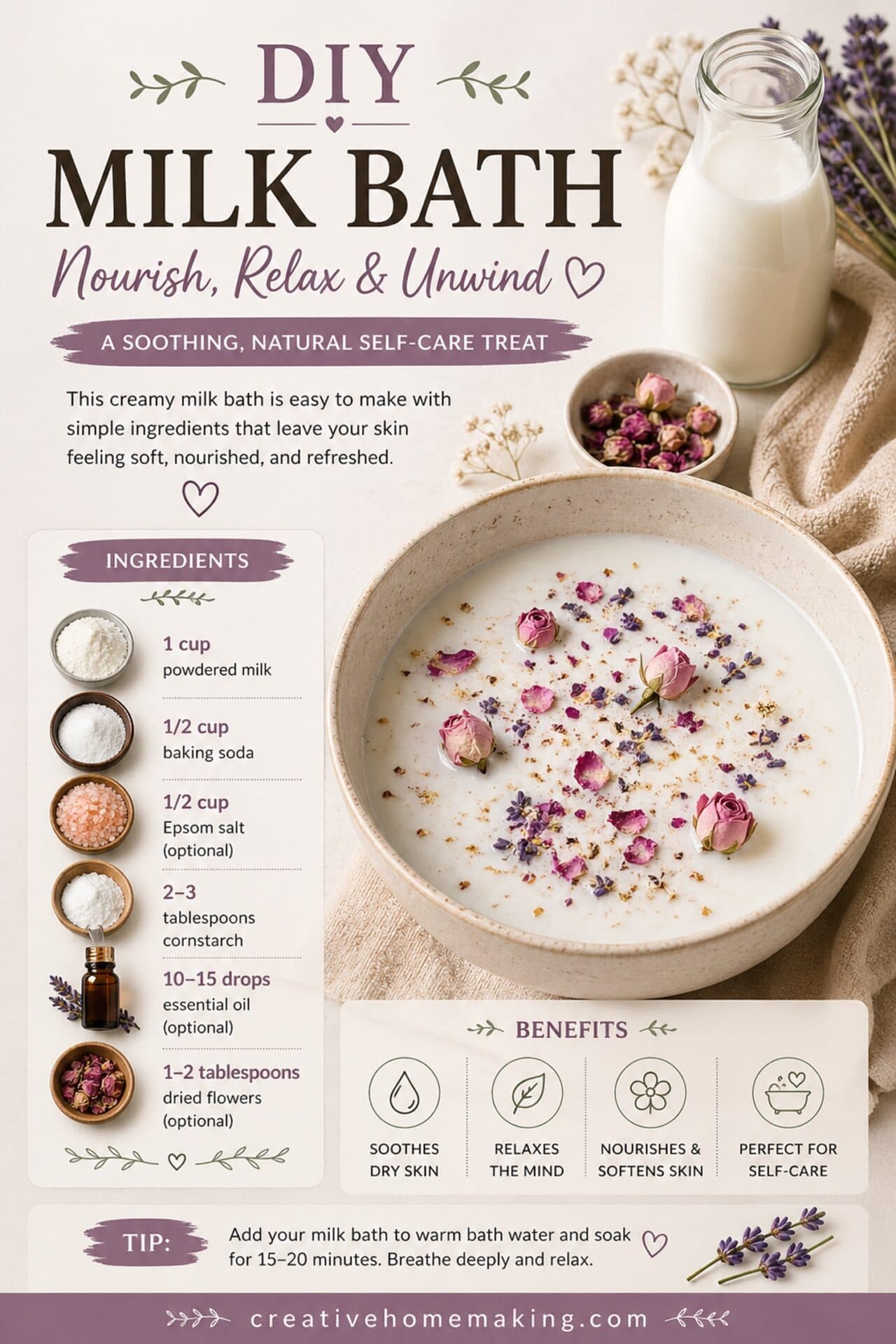 This Homemade Milk Bath Will Leave Your Skin So Soft - Creative Homemaking