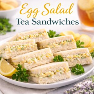 Need an easy brunch food idea? These egg salad tea sandwiches are light, creamy, and perfect for pretty brunch ideas, tea party recipes, or a simple Mother’s Day brunch spread.