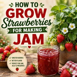 Learn how to grow strawberries for making jam in garden beds or containers. Get easy beginner tips for growing juicy berries perfect for jam, jelly, freezer jam, and canning recipes.