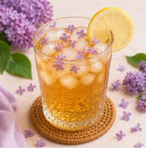 Learn how to make delicate lilac iced tea with fresh blossoms and black tea. Perfect for spring brunch, charming pretty brunch ideas, and a beautiful garden party drink station.