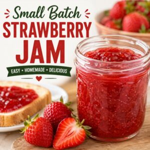 Learn how to make delicious small batch strawberry jam without making a huge canning batch. This simple homemade recipe is perfect for beginners and a great way to use fresh strawberries.