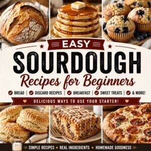Use extra starter to make delicious homemade recipes like fluffy sourdough discard pancakes, blueberry muffins, flaky biscuits, coffee cake, and pizza dough. Great for cozy weekends, meal prep, and a pretty brunch tabl
