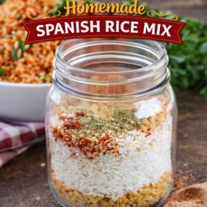 This easy Spanish rice recipe starts with a simple homemade mix. A budget-friendly side dish for weeknight meals and family dinners.
