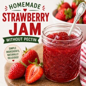 Learn how to make delicious strawberry jam without pectin using fresh berries, sugar, and lemon juice. This simple homemade jam recipe is perfect for beginners and full of real strawberry flavor.