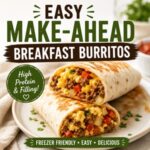 These easy make-ahead breakfast burritos are packed with protein, freezer-friendly, and perfect for busy mornings! Filled with eggs, sausage, cheese, and simple ingredients, they’re an easy breakfast meal prep idea for simple homemade living, from scratch living, and realistic mornings when you need something filling fast.
