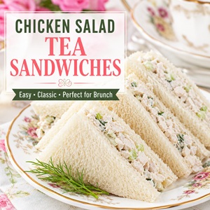 These easy chicken salad tea sandwiches are creamy, fresh, and perfect for brunches, tea parties, bridal showers, baby showers, and party trays. A simple make-ahead finger sandwich recipe that always disappears fast.