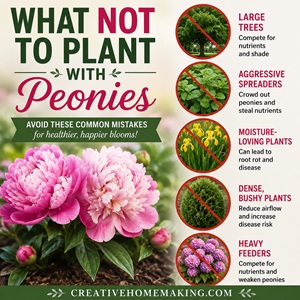 Struggling with peonies that won’t bloom? You might be planting them next to the wrong plants. Learn what NOT to plant with peonies, common companion planting mistakes, and how to grow bigger, healthier blooms.