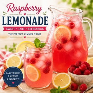 Looking for refreshing summer drinks? This easy raspberry lemonade recipe is perfect for cookouts, garden parties, brunches, Memorial Day, Fourth of July celebrations, Labor Day gatherings, and hot summer afternoons.