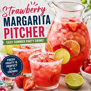 This easy strawberry margarita pitcher is perfect for Memorial Day, Fourth of July, Labor Day, pool parties, BBQs, taco nights, and summer cookouts. A fresh and fruity summer cocktail recipe made for entertaining a crowd.
