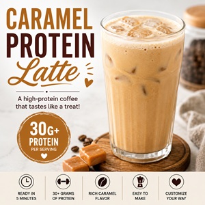 If you love caramel lattes, you'll love this Healthy Caramel Protein Coffee! It's creamy, satisfying, and made with coffee, vanilla protein powder, almond milk, and sugar-free caramel syrup. A quick, easy breakfast that keeps you full for hours.