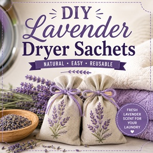 Skip commercial dryer sheets and make your own lavender dryer sachets instead. This simple DIY project adds a light lavender scent to your laundry and fits perfectly into a simple homemaking lifestyle. Pair it with your favorite lavender recipes including lavender bath salts, lavender milk bath, lavender body butter, and lavender linen spray.