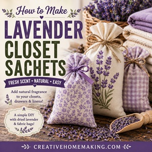 Learn how to make beautiful lavender closet sachets using dried lavender and simple fabric bags. This easy project adds natural fragrance to closets, drawers, and linens while fitting perfectly into a lifestyle of simple homemaking. One of my favorite DIY lavender recipes for using homegrown lavender.