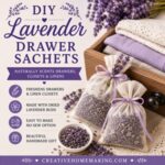 Freshen dresser drawers, linen closets, and storage bins naturally with these easy DIY lavender drawer sachets. Made with dried lavender buds, they're perfect for simple homemaking, cottage-style living, and handmade gifts. Pair them with lavender pillow spray, lavender linen spray, lavender bath tea, and lavender bath salts for a complete lavender DIY collection.