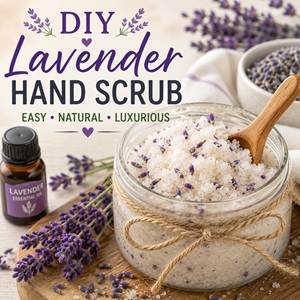 Learn how to make a luxurious DIY lavender hand scrub using just a few simple ingredients. This homemade beauty treatment helps remove dry skin, soften rough hands, and adds a relaxing lavender scent to your self-care routine. Ideal for anyone who loves simple homemade living.