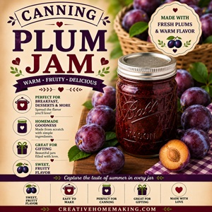 This homemade Plum Jam is sweet, fruity, and bursting with fresh plum flavor. Whether you're preserving a backyard harvest or shopping the farmers market, this easy recipe is perfect for simple homemade living and from scratch living. Delicious on toast, biscuits, and desserts.