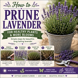 Learn exactly how to prune lavender for healthier plants, stronger growth, and more blooms. This simple guide explains when to prune, how much to cut back, and the mistakes to avoid. Perfect for gardeners growing cottage garden flowers, pollinator gardens, and lavender for homemade lavender recipes, teas, syrups, and DIY projects.