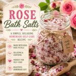 These homemade rose bath salts are easy to make, relaxing, and perfect for slowing down after a long day. A beautiful DIY self-care recipe for simple living, handmade gifts, cottage garden inspiration, and cozy evenings at home. If you love relaxing bath recipes, be sure to try lavender bath salt for another soothing homemade favorite.