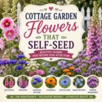 Fill your garden with beautiful blooms that come back on their own year after year. Discover self-seeding cottage garden flowers including hollyhocks, foxgloves, larkspur, bachelor buttons, calendula, love-in-a-mist, forget-me-nots, and verbena bonariensis. Perfect for creating a colorful, low-maintenance cottage garden.