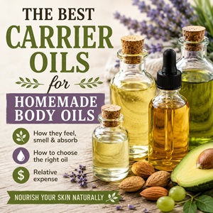 Not all carrier oils feel the same! Discover which oils absorb quickly, which are best for dry skin, and which are the most affordable. Perfect for making rose vanilla body oil, coconut vanilla body oil, vanilla sandalwood body oil, and other nourishing homemade body oils.