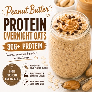 Peanut Butter Protein Overnight Oats (30g+ Protein)