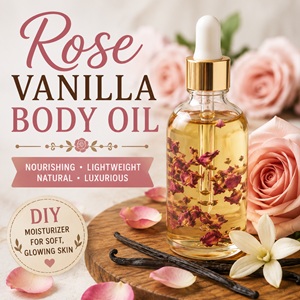 Learn how to make a simple rose vanilla body oil that's perfect for everyday moisturizing, gifts, and self-care. Discover even more homemade body oil recipes including DIY lavender body oil, vanilla almond body oil, chamomile body oil, calendula body oil, rosemary body oil, rose body oil, and lavender chamomile body oil to naturally nourish your skin.