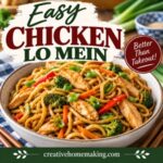 Skip the takeout and make this better than takeout chicken lo mein at home! Tender chicken, chewy noodles, fresh vegetables, and a flavorful sauce make this an easy Asian recipe the whole family will love. Perfect for busy weeknights.