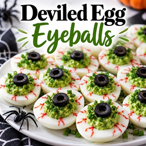 Make your Halloween appetizer table extra spooky with these easy deviled egg eyeballs! This fun Halloween recipe is simple to make and perfect for parties, potlucks, family gatherings, and Halloween celebrations.