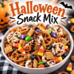 This easy Halloween snack mix is the perfect Halloween party food! A fun sweet and salty Halloween treat that's perfect for parties, movie nights, classroom celebrations, or a spooky family gathering. Serve this festive snack in a big bowl and let everyone dig in.