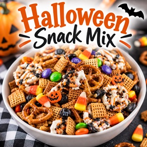 This easy Halloween snack mix is the perfect Halloween party food! A fun sweet and salty Halloween treat that's perfect for parties, movie nights, classroom celebrations, or a spooky family gathering. Serve this festive snack in a big bowl and let everyone dig in.