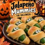 These spooky Halloween jalapeño mummies are a fun appetizer for Halloween parties and fall gatherings. A festive twist on jalapeño poppers that’s easy to make and always gets attention.
