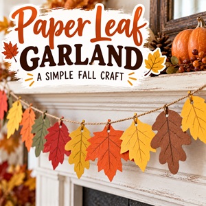 Looking for an easy fall craft for kids? Make this DIY paper leaf garland using colorful paper leaves and twine. It's inexpensive, simple to make, and a fun way to add homemade autumn decorations to your home.