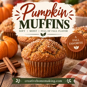 These homemade pumpkin muffins are soft, moist, and full of warm fall flavor. They're an easy fall recipe for breakfast, an afternoon snack, or a simple homemade treat the whole family will love.