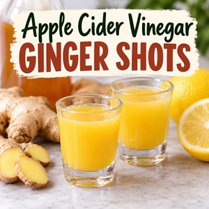 Looking for an easy homemade wellness shot recipe? These apple cider vinegar ginger shots combine fresh ginger, tangy apple cider vinegar, and lemon for a bold, citrusy flavor. Learn how to make ginger shots at home with or without a juicer. Save this easy recipe for later!