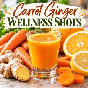 Looking for an easy fresh juice recipe? These carrot ginger shots combine carrots, ginger root, orange, and lemon for a refreshing citrus flavor with a little spicy kick. Make this simple homemade juice in minutes with your juicer. Save this carrot juice recipe for your next kitchen adventure!