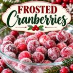 These frosted cranberries are a beautiful addition to your Christmas celebrations! Fresh cranberries coated in sparkling sugar look like little snow-covered berries, making them perfect for holiday dessert trays, Christmas parties, and festive food displays. Use them to decorate cakes, garnish holiday drinks, or add a colorful touch to your Christmas table. Save this easy frosted cranberries recipe for your holiday baking!